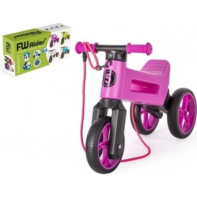 Teddies FUNNY WHEELS Rider SuperSport fialovej 2v1 + popruh 28/30 cm