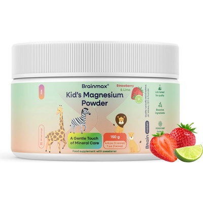 BrainMax Kids Magnesium Powder 150 g Jahoda-limetka