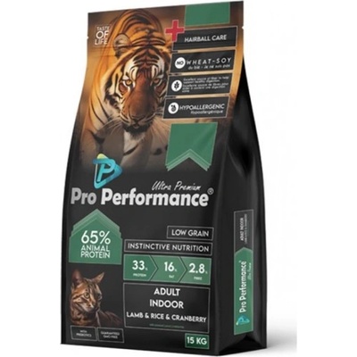 Pro Performance Indor Lamb & Rice Cranberry - пълноценна суха храна за израснали домашни котки с агне и риба, 15 кг - Турция - 125056