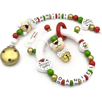 HappyKidsPraha Set Klip na dudlík a Chrastítko CHRISTMAS