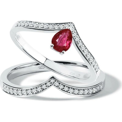 Klenota Set prstenů z bílého zlata s rubínem a diamanty s0778012