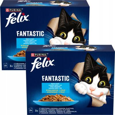 PURINA Felix Fantastic krmivo mokra dla kočky rybí mix chutí 24 x 85 g