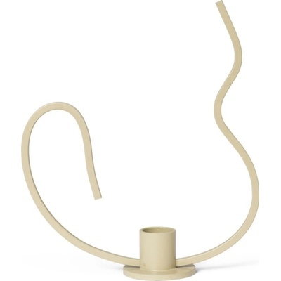 ferm LIVING Kovový svícen Valse Cashmere Low, krémová barva, kov