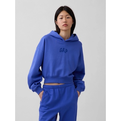 GAP Oversize crop mikina s logom VintageSoft tmavomodrá