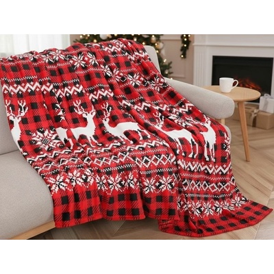 Textilomanie Vianočná mikroplyšová deka NORDIC DEERS červená 200x220