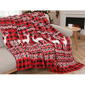 Textilomanie Vianočná mikroplyšová deka NORDIC DEERS červená 200x220