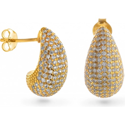 Again Jewelry Oslnivé pozlátené náušnice s kubickými zirkónmi AJNS0060