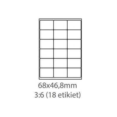 etikety samolepiace 68x46,8 univerzálne biele 18ks/A4 (100 listov A4/bal.) ECO-06804680