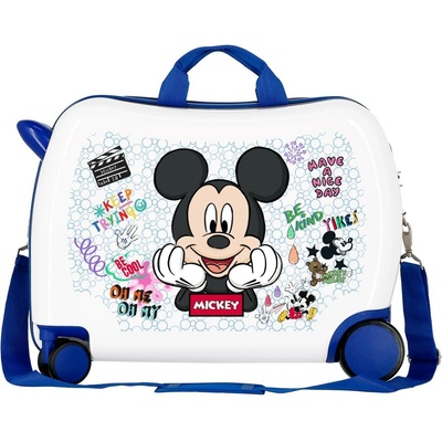 JOUMMABAGS Detský kufor na kolieskach odrážadlo MICKEY BE COOL WHITE 34L