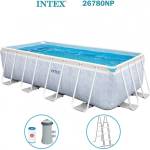 Intex Басейн с метална конструкция, 400x200x100 см, INTEX 26780NP Prism Frame Chevron, с филтърна помпа и стълба (26780NP)