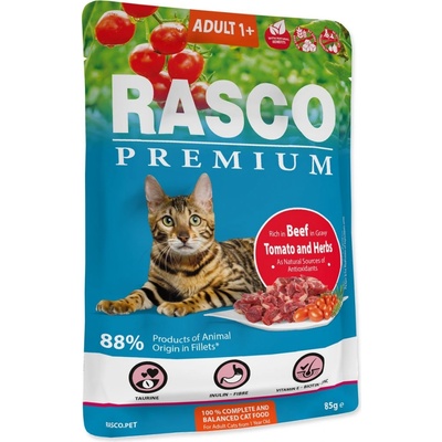 Rasco Premium Cat Pouch Adult Beef Hearbs 85 g