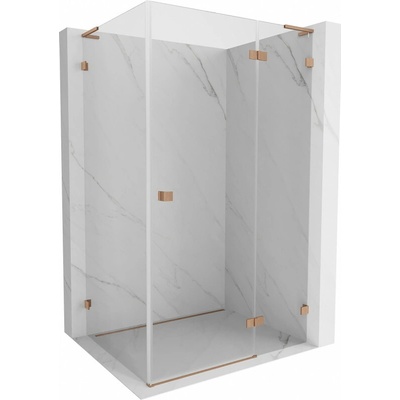 Mexen Lunar L, výklopný sprchový kút pravý 80 x 90 cm, 8mm číre sklo, medený matný profil, 834L-080-090-65-00-P