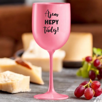 Ahome Sklenice na víno plastová Ájem hepy tůdej růžová 420 ml