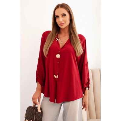 Kesi dámská košile ART61953 s viskózou a ozdobnými knoflíky bordó