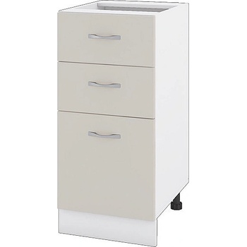 ИРИМ Долен шкаф с две чекмеджета и една врата Сити БС-27 бяло гладко / сатен 40 см