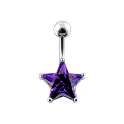 Šperky4U stříbrný piercing do pupíku hvězda BP01019-A