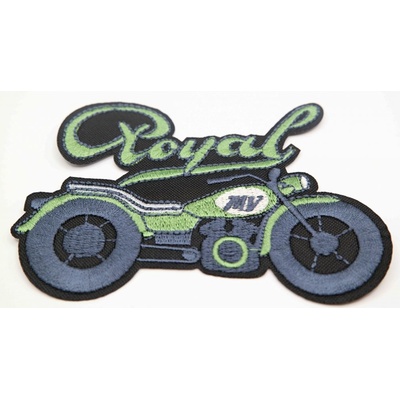 Nažehľovacia záplata - motorka Royal - zelená - rozmer 10 cm x 7 cm