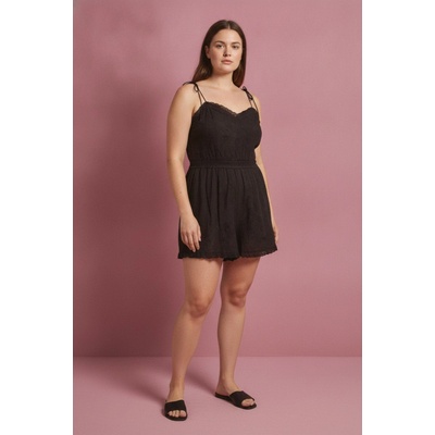 Boohoo dámský černý overal bez rukávů letní bavlněný