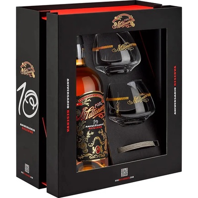 Ron Millonario Aniversario Reserva 10y 40% 0,7 l (dárkové balení 2 sklenice)