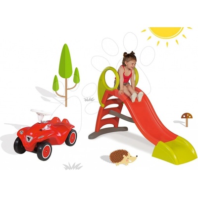 Smoby Set šmykľavka Toboggan KS dĺžka 150 cm stredná a odrážadlo New Bobby s ochrannými návlekmi (veľkosť 21-28) od
