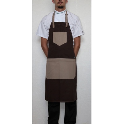 Profikuchar.cz zástěra ke krku 100% bavlna FASHION hnědá PRO-205106