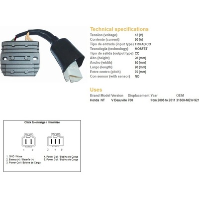 DZE regulátor napětí HONDA NT 700V DEAUVILLE 06-11 (31600-MEW-921) MOSFET (50A)