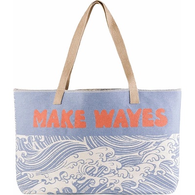 Plážová taška MAKE WAVE modrá 40 x 65 cm