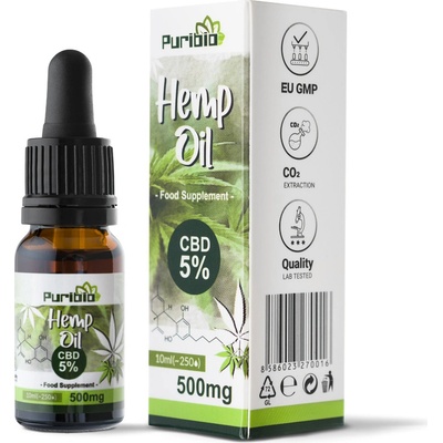 PuriBio 5% CBD Konopný olej Full Spectrum 10 ml