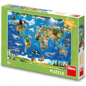 Dino - Puzzle Map of animals - 100 piese