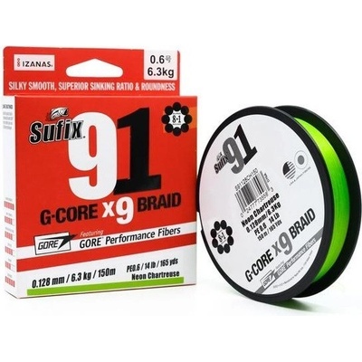 Sufix šňůra 91 G-CORE svítivě zelená 150m 0,205mm 11,3kg