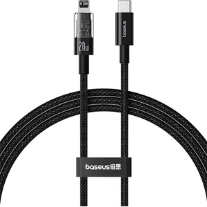 Baseus Кабел USB-C към Lightning, бързо зареждане 20 W, 2 m - Baseus Gem (P1037300111111-01) - Cluster Black