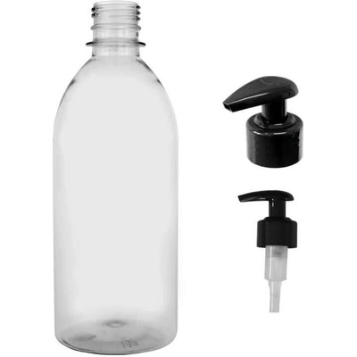 Tera plastová lahvička čirá s černou pumpičkou Tera 500 ml