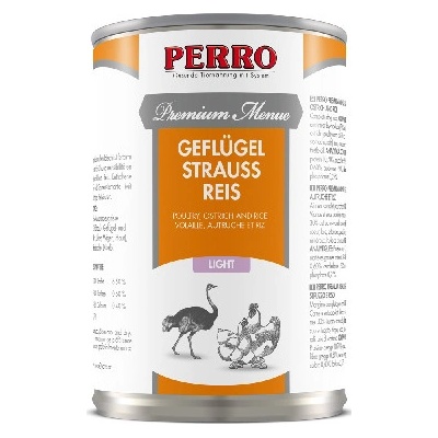 Perro Premium Menue Light Pštros a Ryža 410 g