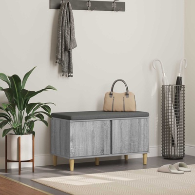 vidaXL Пейка за коридор с възглавница Сиво Сонома 80 x 38 x 46 см (891533)