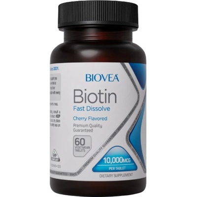 BIOVEA Biotin 10, 000 mcg (Fast Dissolve) | Cherry Flavored Mini Tablets [60 Таблетки]