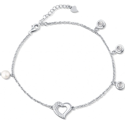 JwL Luxury Pearls Něžný řetízek na nohu se srdíčkem a perlou JL0806 – Sleviste.cz