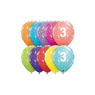 Qualatex Potisk číslo 3 mix 11 28cm Balónek