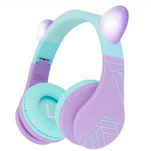 PowerLocus P1 Kids Cat Ears teal/purple Слушалки