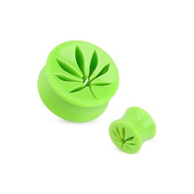 Piercingate plug do ucha marihuana PTP00194 zelená