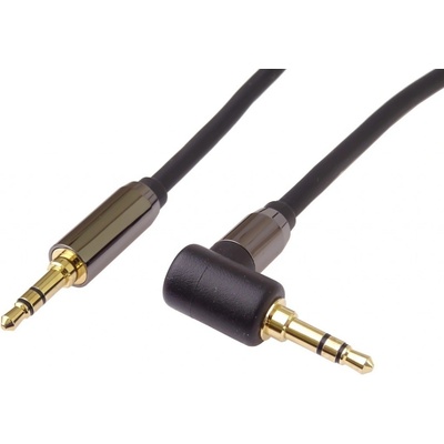 PremiumCord HQ stíněný kabel stereo Jack 3.5mm - Jack 3.5mm zahnutý 90° 1,5m - kjqmm015-90 – Zboží Živě