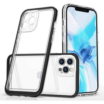 HQWear Прозрачен кейс 3в1 за iPhone 12 Pro Max с гел рамка, черен (9145576242421)