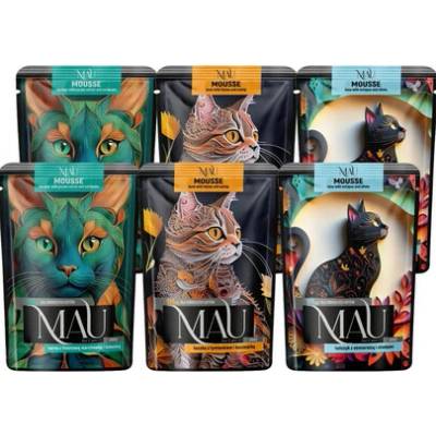 MAU Mus Mix příchutí Kachna, tuňák a srnčí 6x 85 g