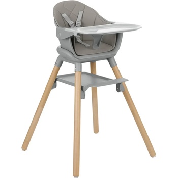 KikkaBoo Детско столче за хранене 2в1 Woody Grey - KikkaBoo