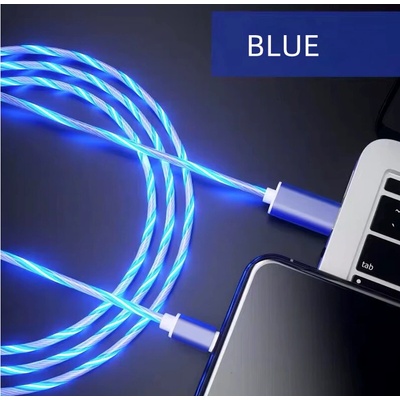 LED magnetický svítící nabíjecí kabel 2,1A pro Apple iPhone, USB-C, 1m Barva: Modrá
