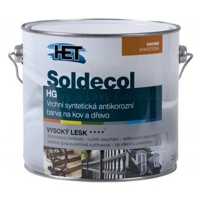 HET Soldecol HG syntetická antikorózna farba na kov a drevo 2,5 l SHG 1550 šedý antracit