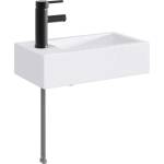 vidaXL Мивка за баня с кран и отвод Матово черно 45, 5 x 25, 5 x 13 см (890225)