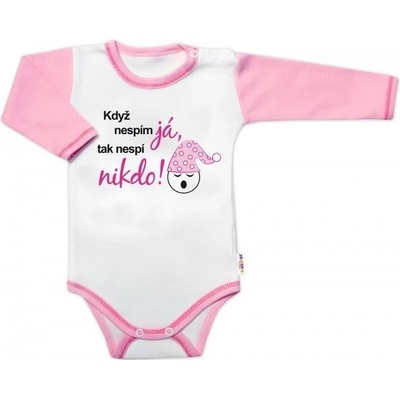 Body dl. rukáv s vtipným textom Baby Nellys Když nespím já tak nespí nikdo! holka