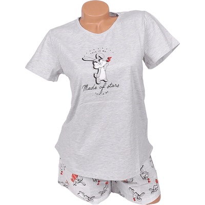 Дамска лятна пижама в светлосиво със зайче