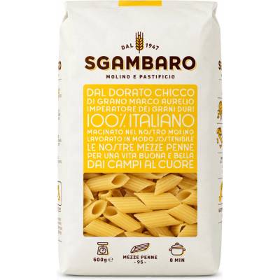 Sgambaro sušené bezvaječné těstoviny mezze penne traf.al bronzo 500g