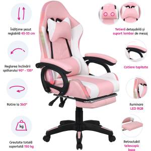 TEMPO KONDELA JOVELA RGB LED pink/white